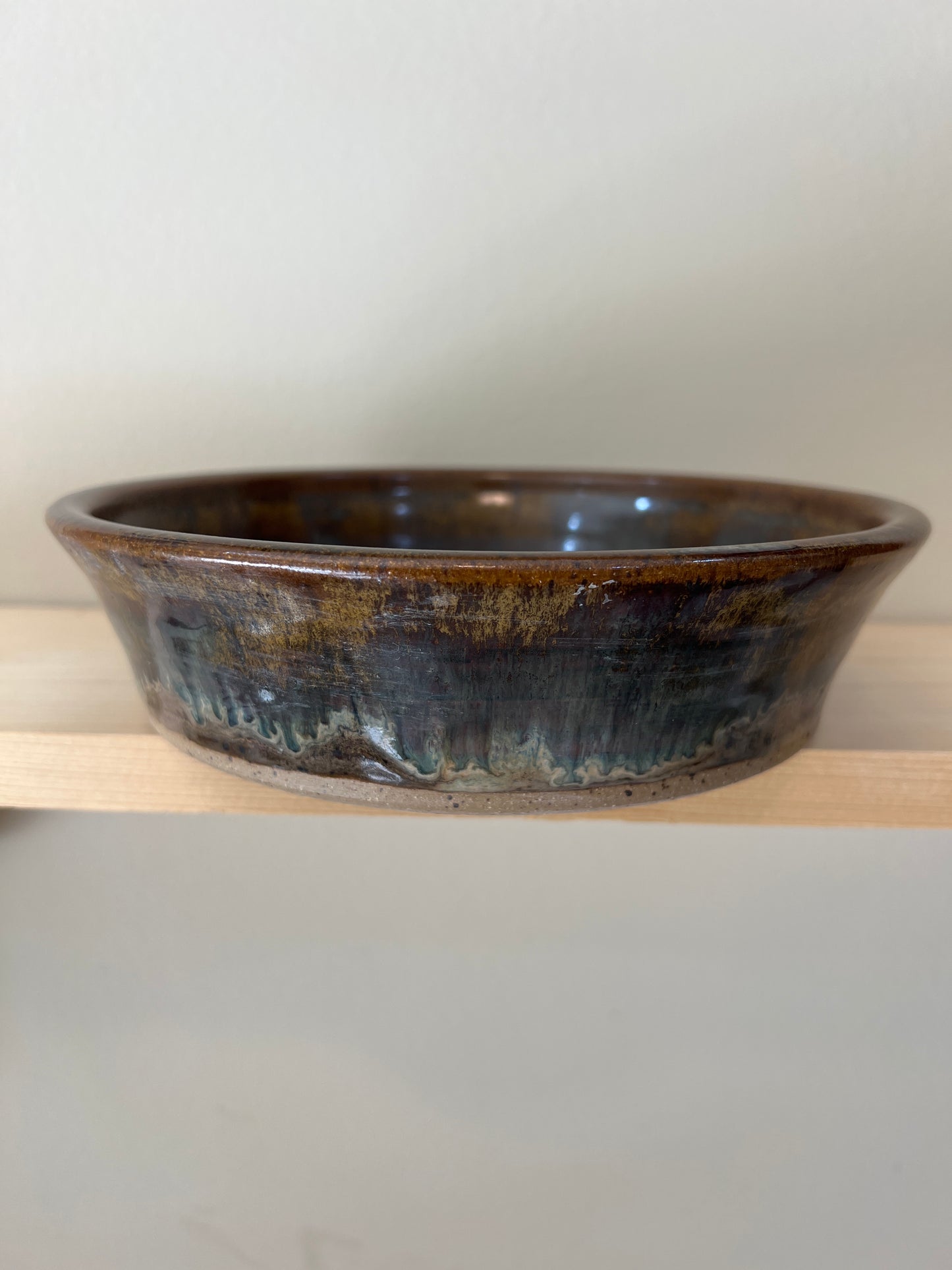 Bowl - wide shallow brown w/ birch