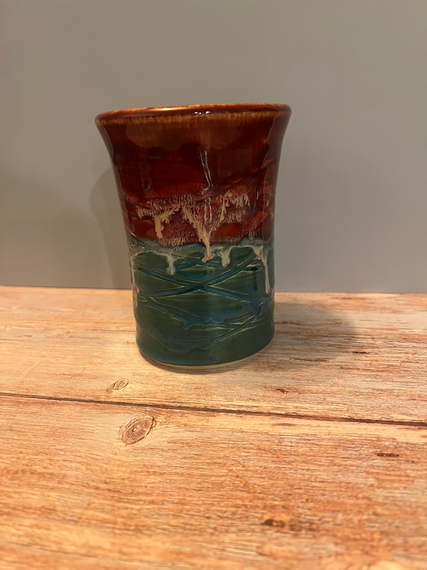 Vase Turquoise & Firebrick