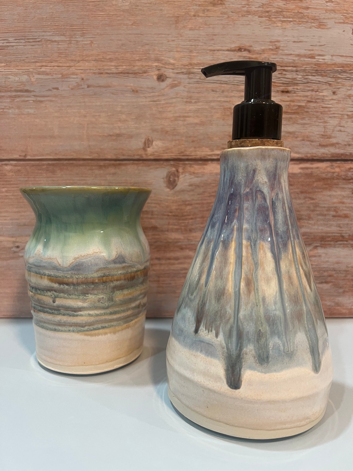 Utility Vase/cup - Lt blue & cream w/ hints of purple