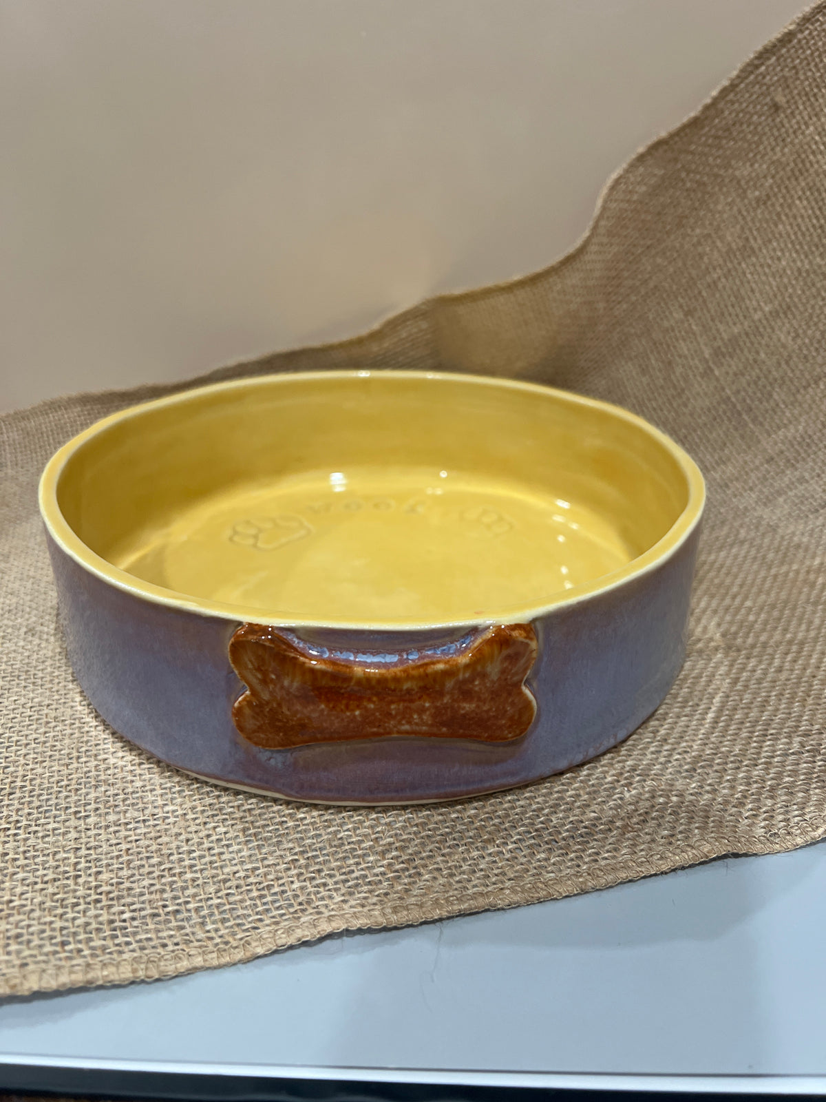 Dog Bowl Large - Purples w/ Marigold