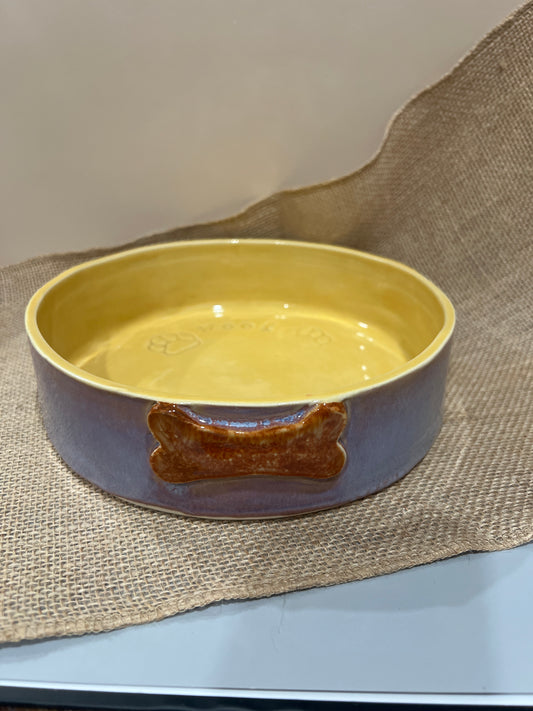 Dog Bowl Large - Purples w/ Marigold