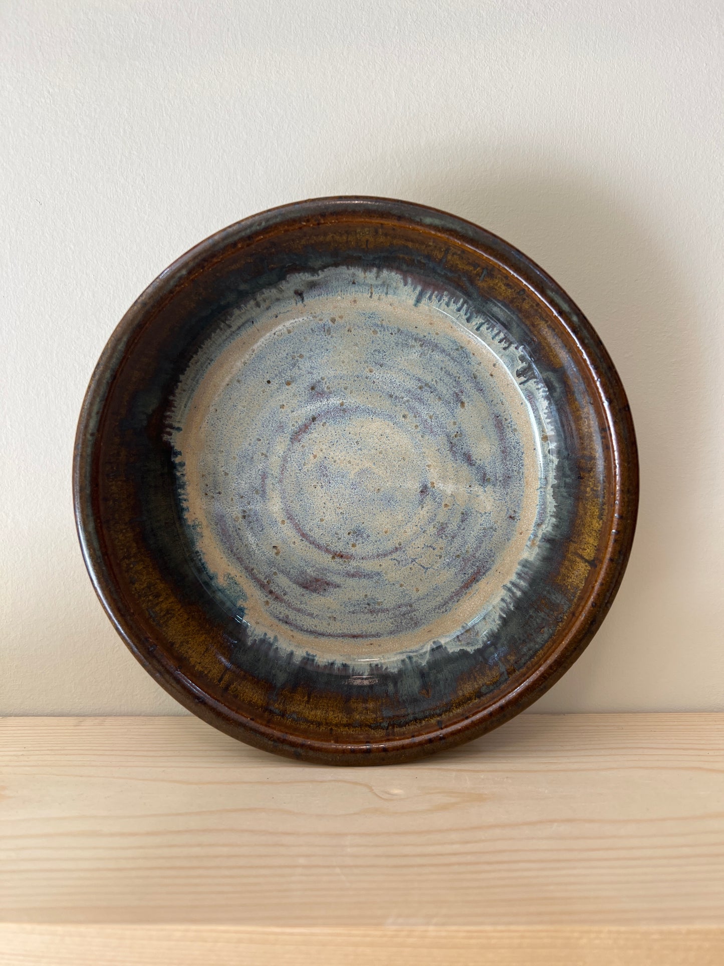 Bowl - wide shallow brown w/ birch
