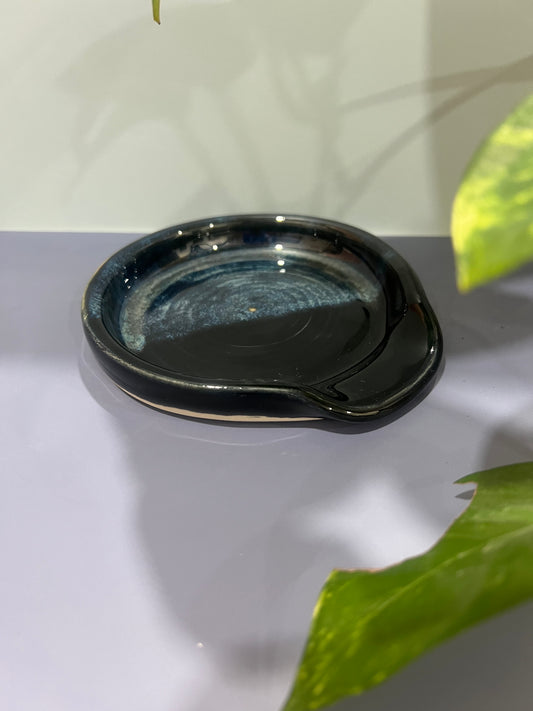 Spoon Rest obsidian & blue