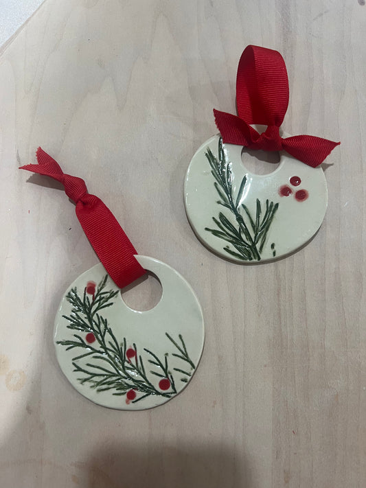 Christmas Ornaments - greenery & berries
