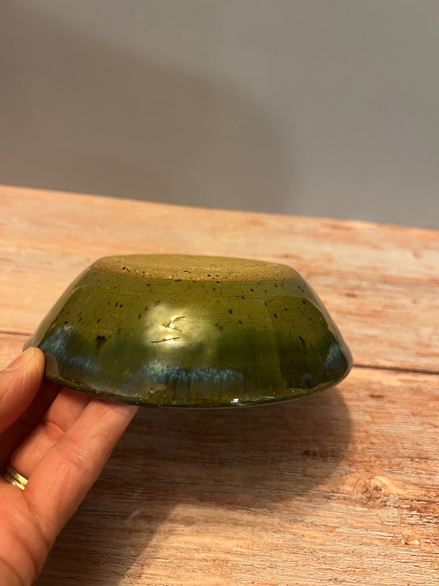 Bowl - Small Greens & Deep Firebrick