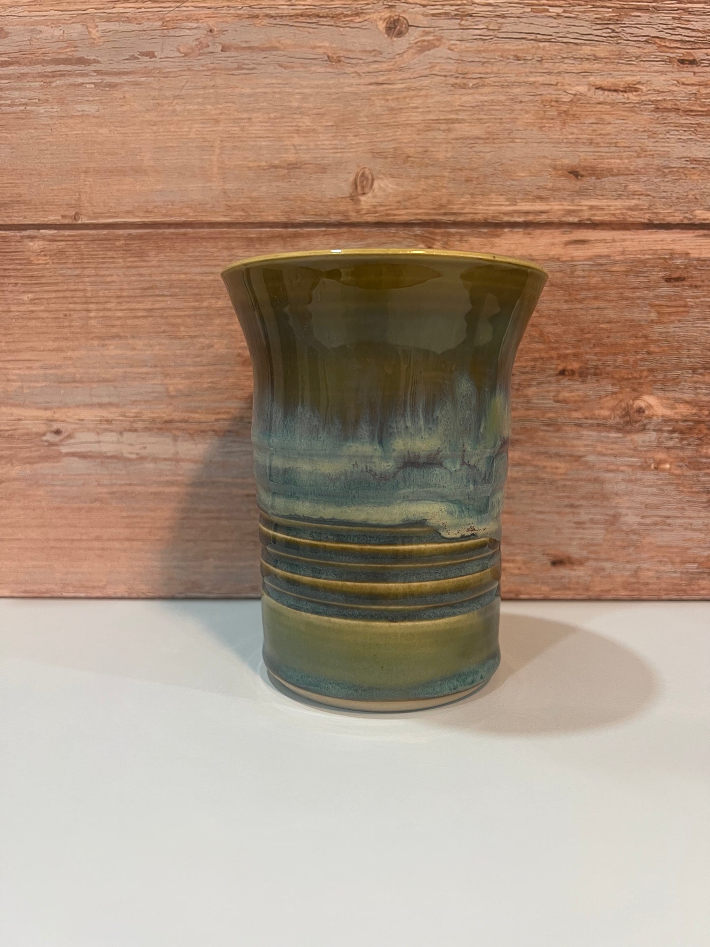 Utility Cup/Vase - Olive & blues w/ hints of purple