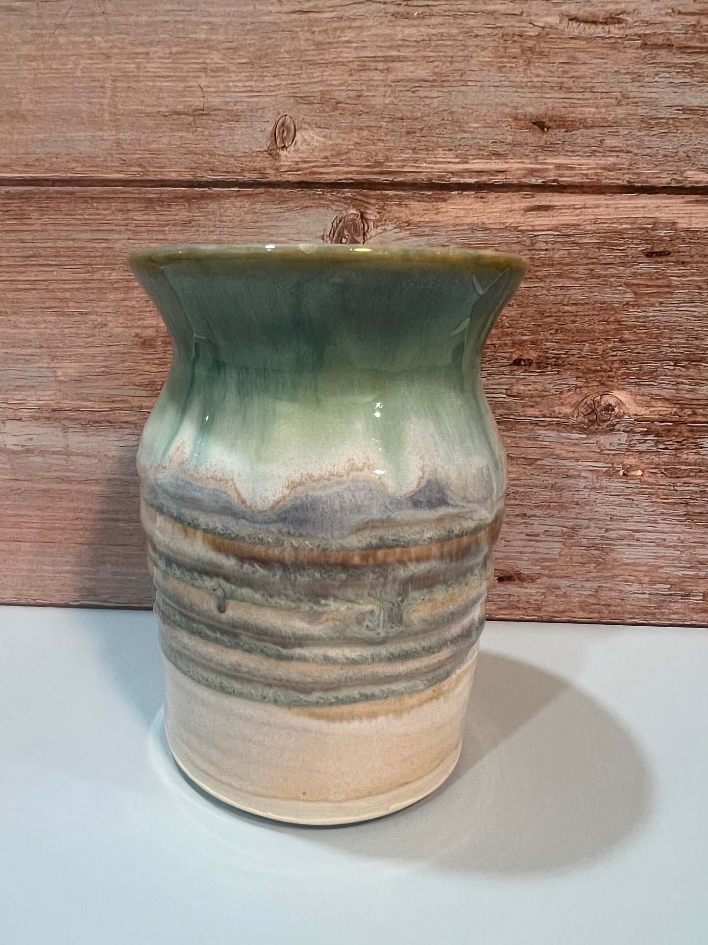 Utility Vase/cup - Turquoise, Blues & Cream