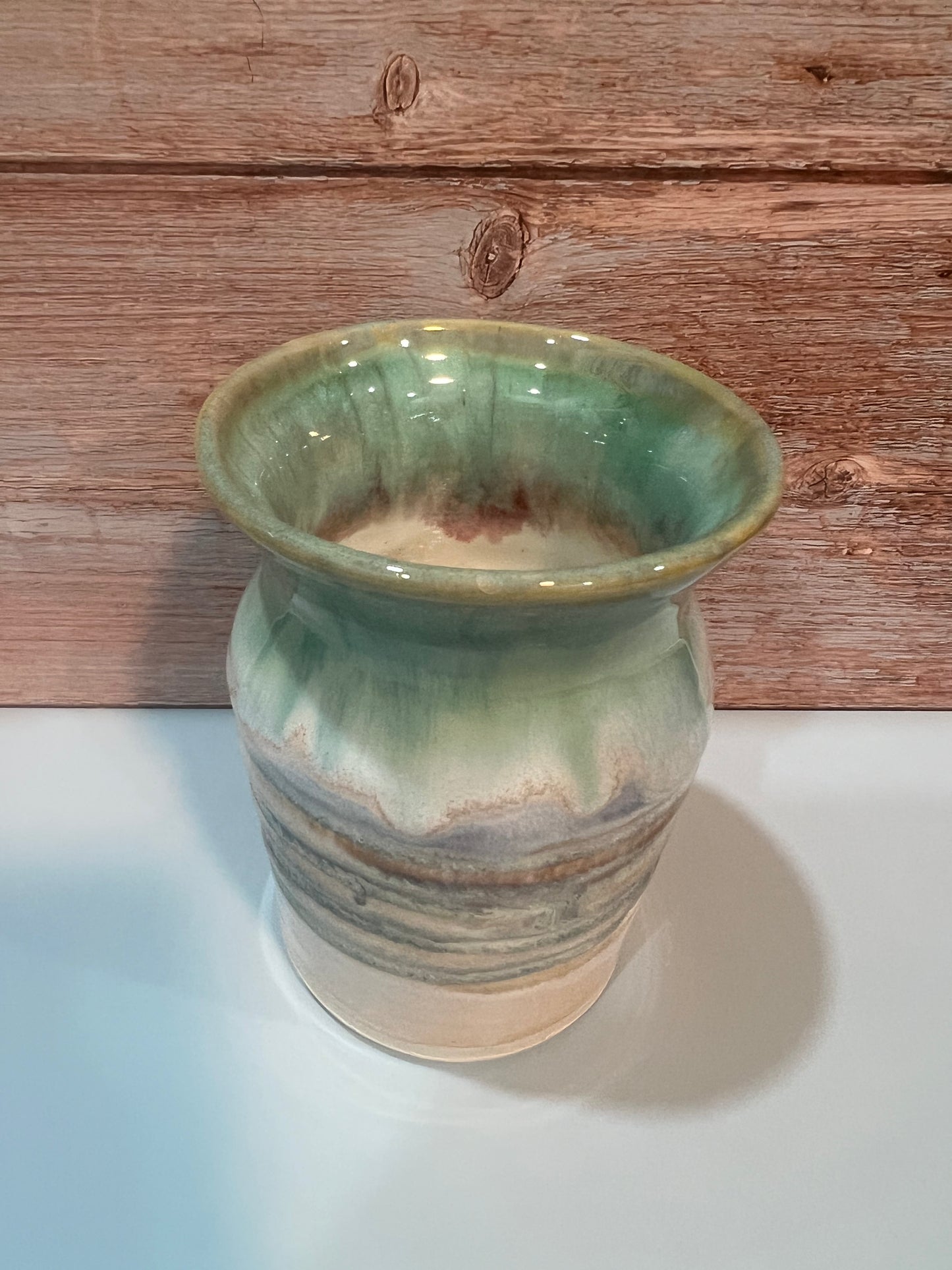 Utility Vase/cup - Turquoise, Blues & Cream