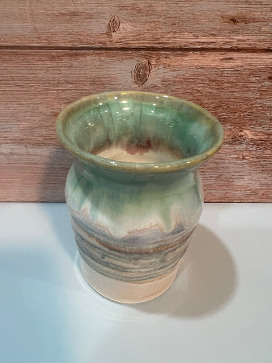 Utility Vase/cup - Turquoise, Blues & Cream