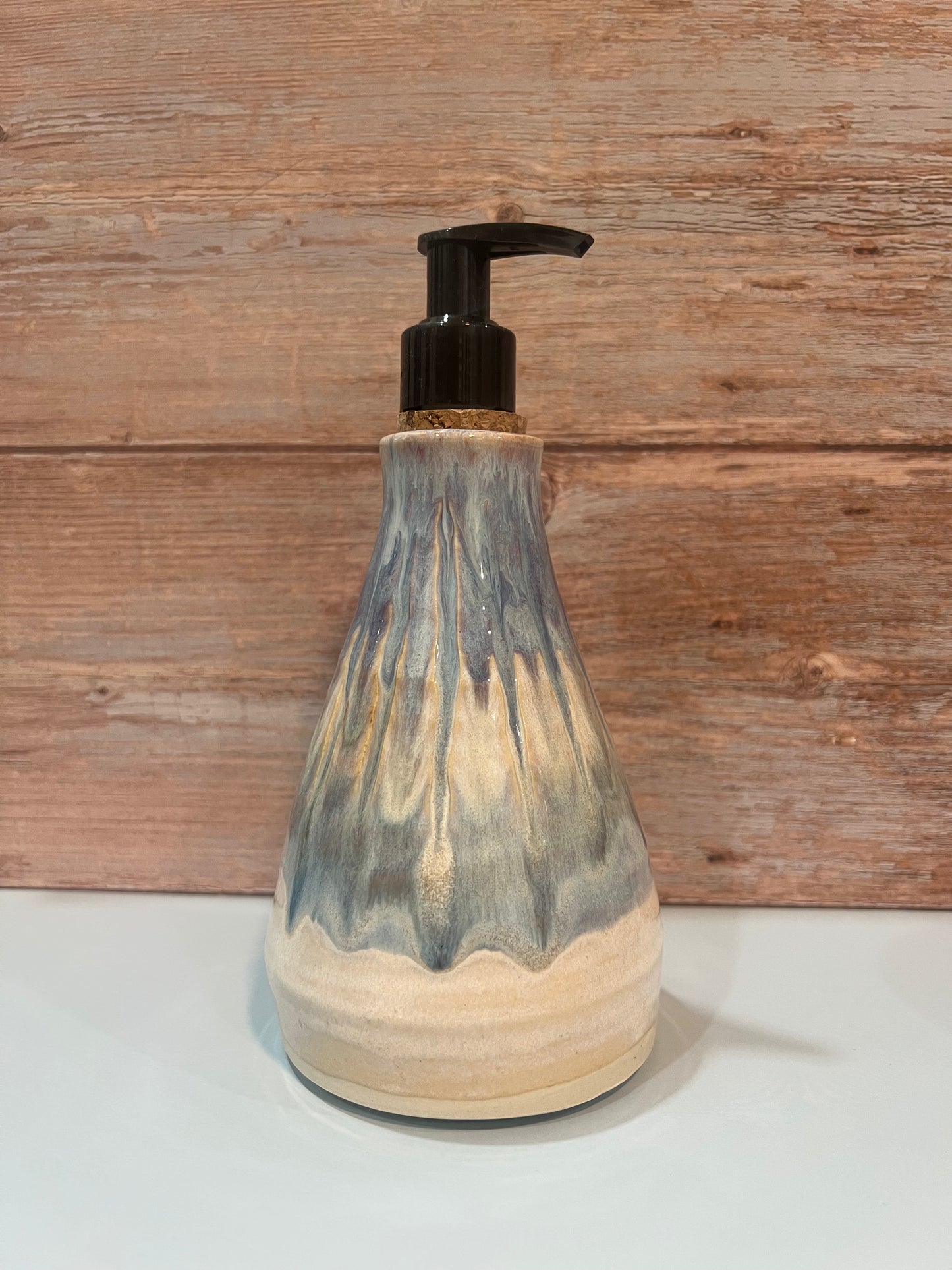 Soap dispenser-Lt blue & cream with hints of purple