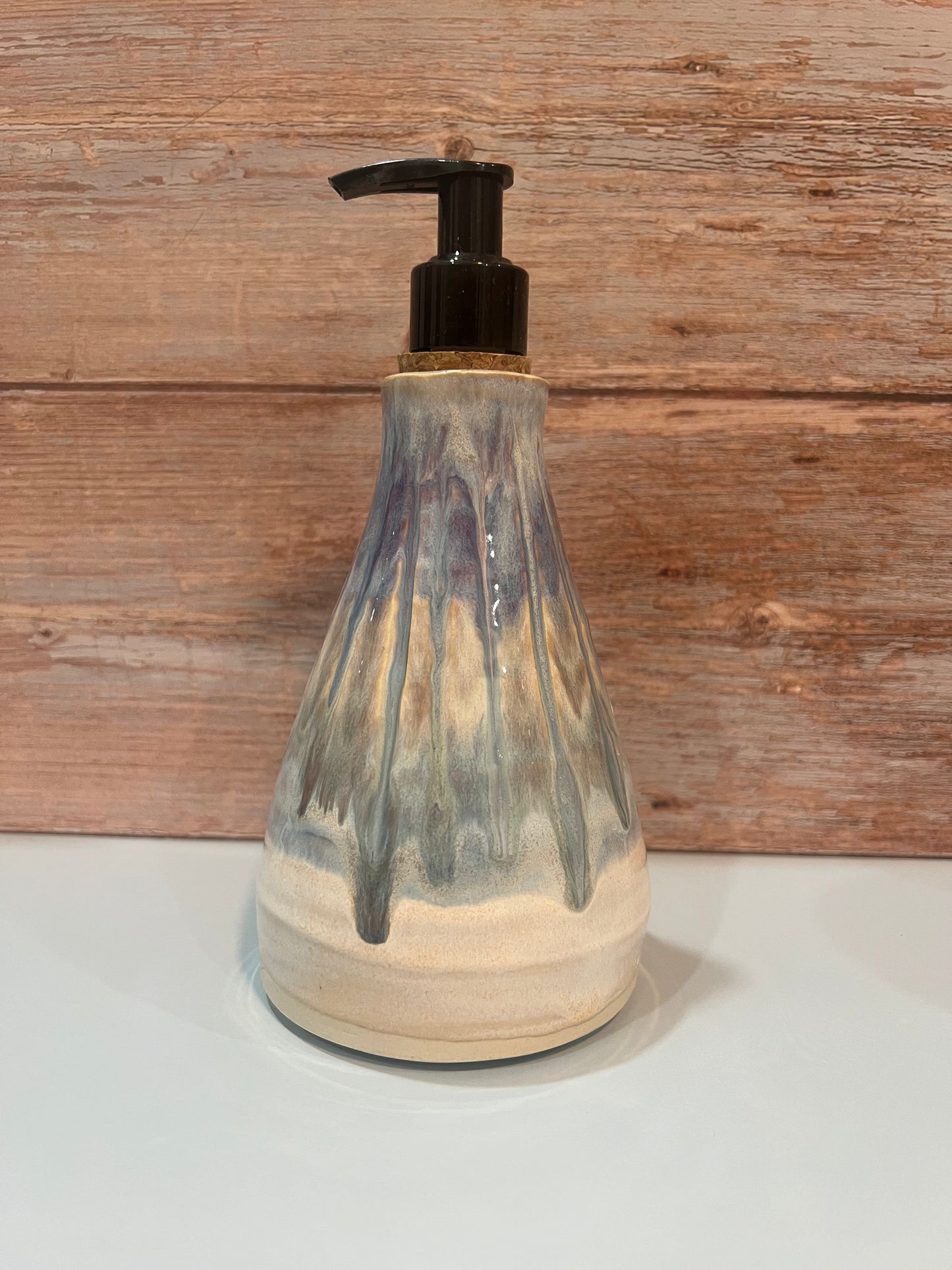 Soap dispenser-Lt blue & cream with hints of purple