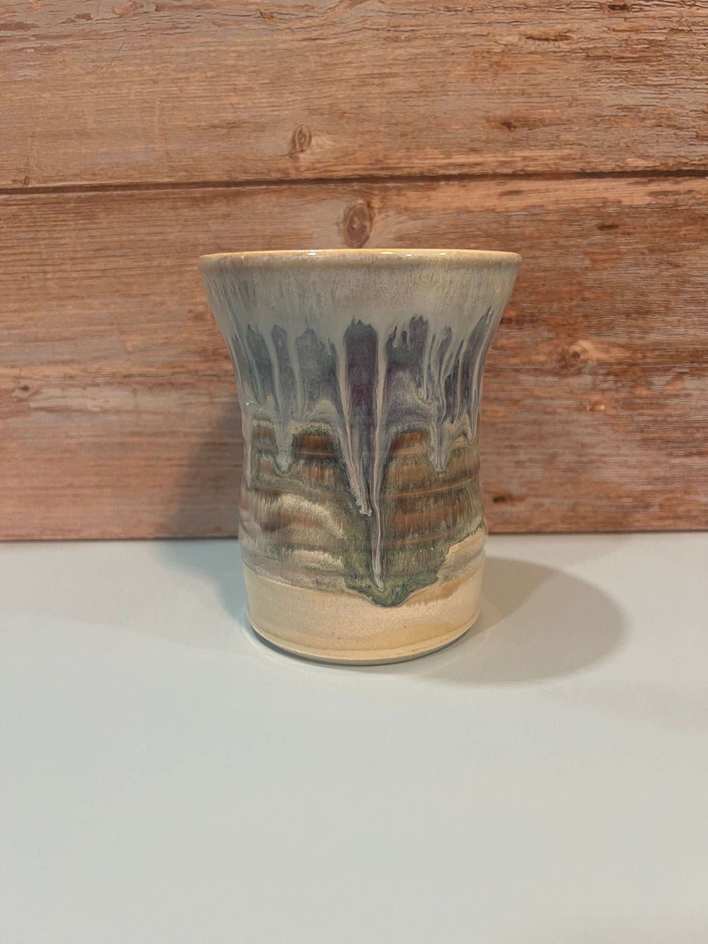 Utility Vase/cup - Lt blue & cream w/ hints of purple