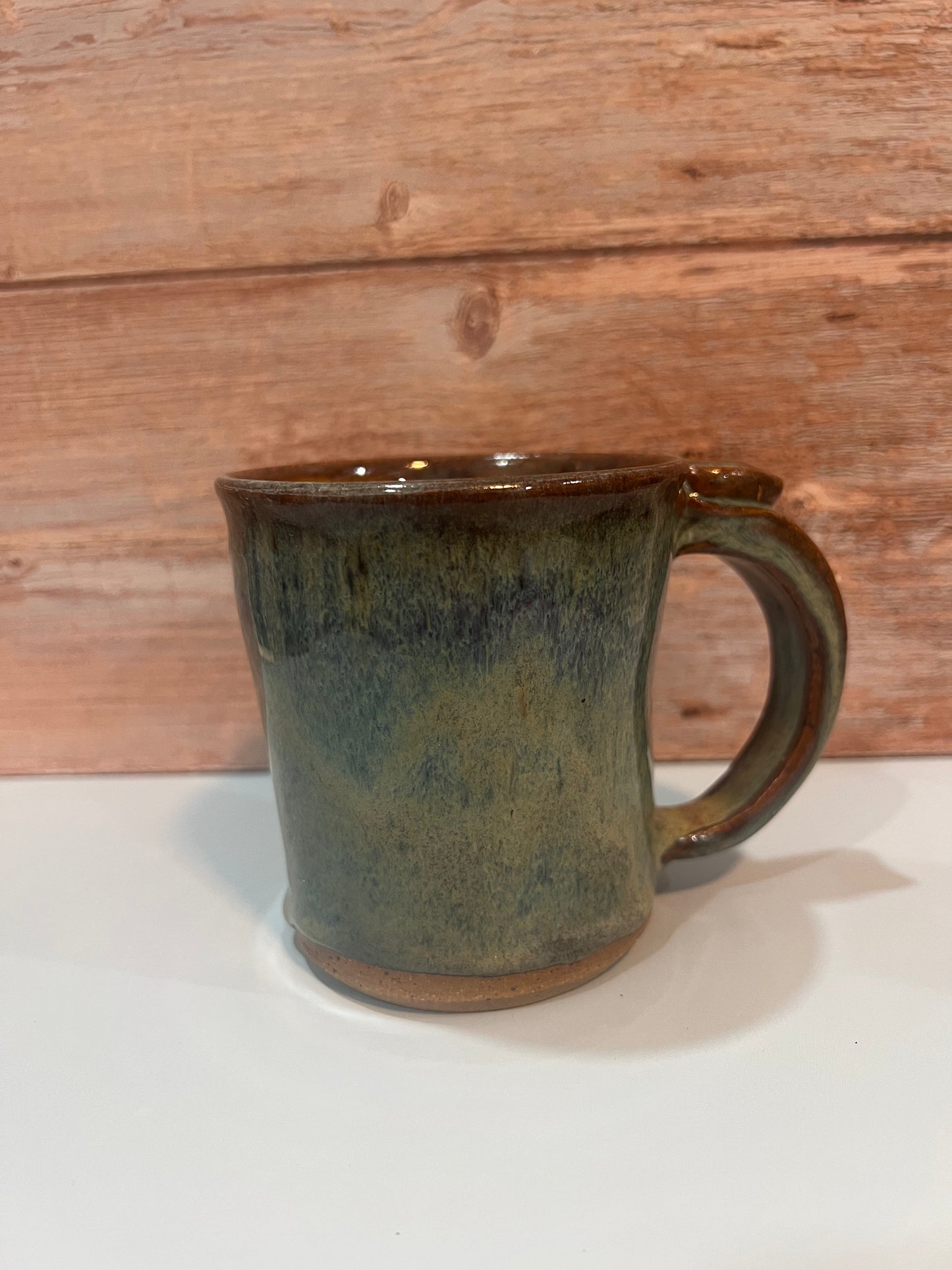 Mug - greens & iron on brown clay