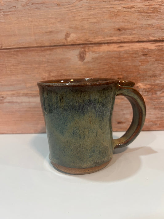 Mug - greens & iron on brown clay