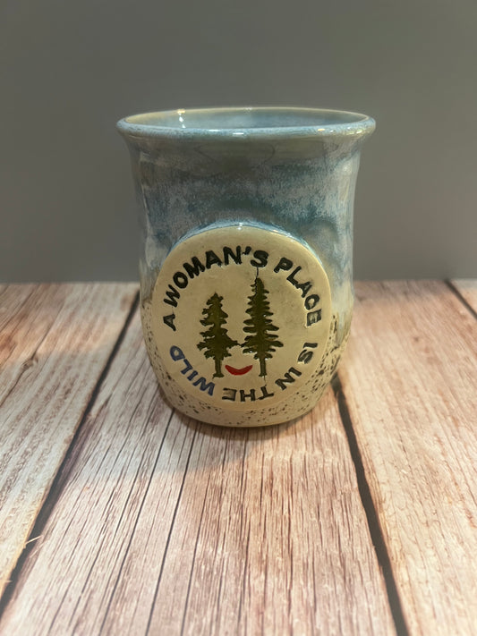 Mug-A Woman’s Place soft blue & wintereood
